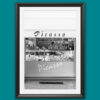 Monochrome travel photography print featuring the historic Picasso storefront, bringing authentic Italian charm and minimalist style to any interior.