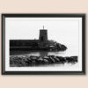 Black and white fine art photograph of Torretta, the historic lighthouse guarding the harbor on the Italian Riviera, bringing timeless coastal elegance to any space.